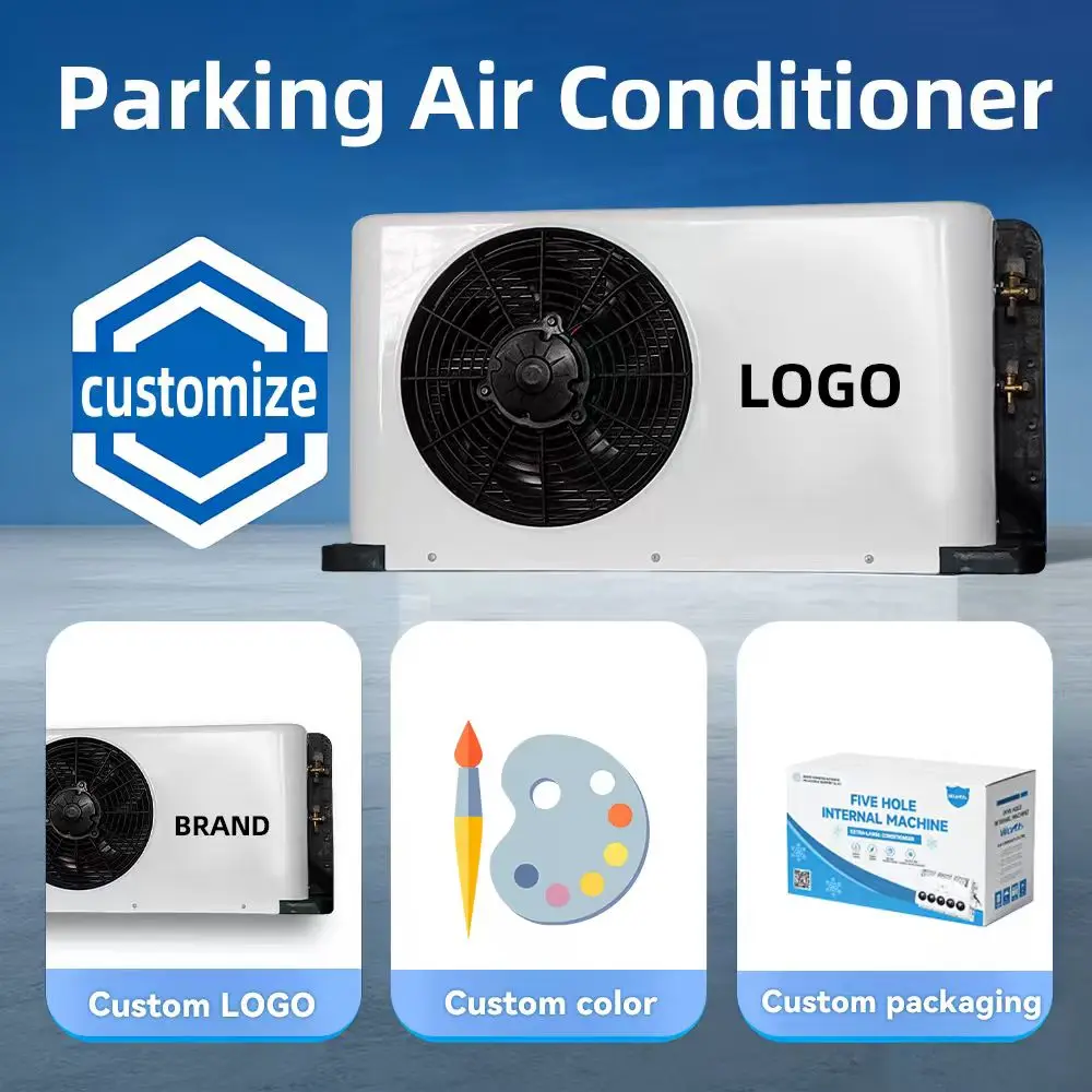 

Новый 2026 года 12В/24В Сплит-система стояночного кондиционера для грузовиков, сверхмощный квадратный металлический корпус, бело-красный цвет, система охлаждения для транспортных средств