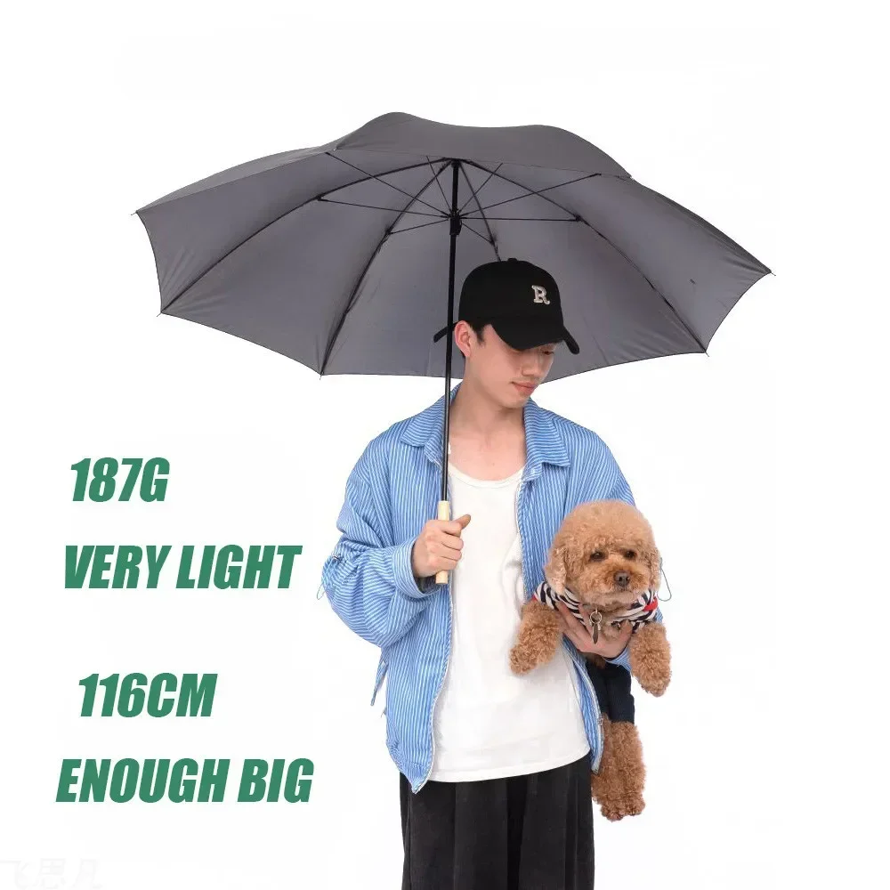 180g Carbon Fiber Long Handle Umbrella Household with Wood Handle UV Parasol Rain Gear Umbrella for Man Woman Gift Home