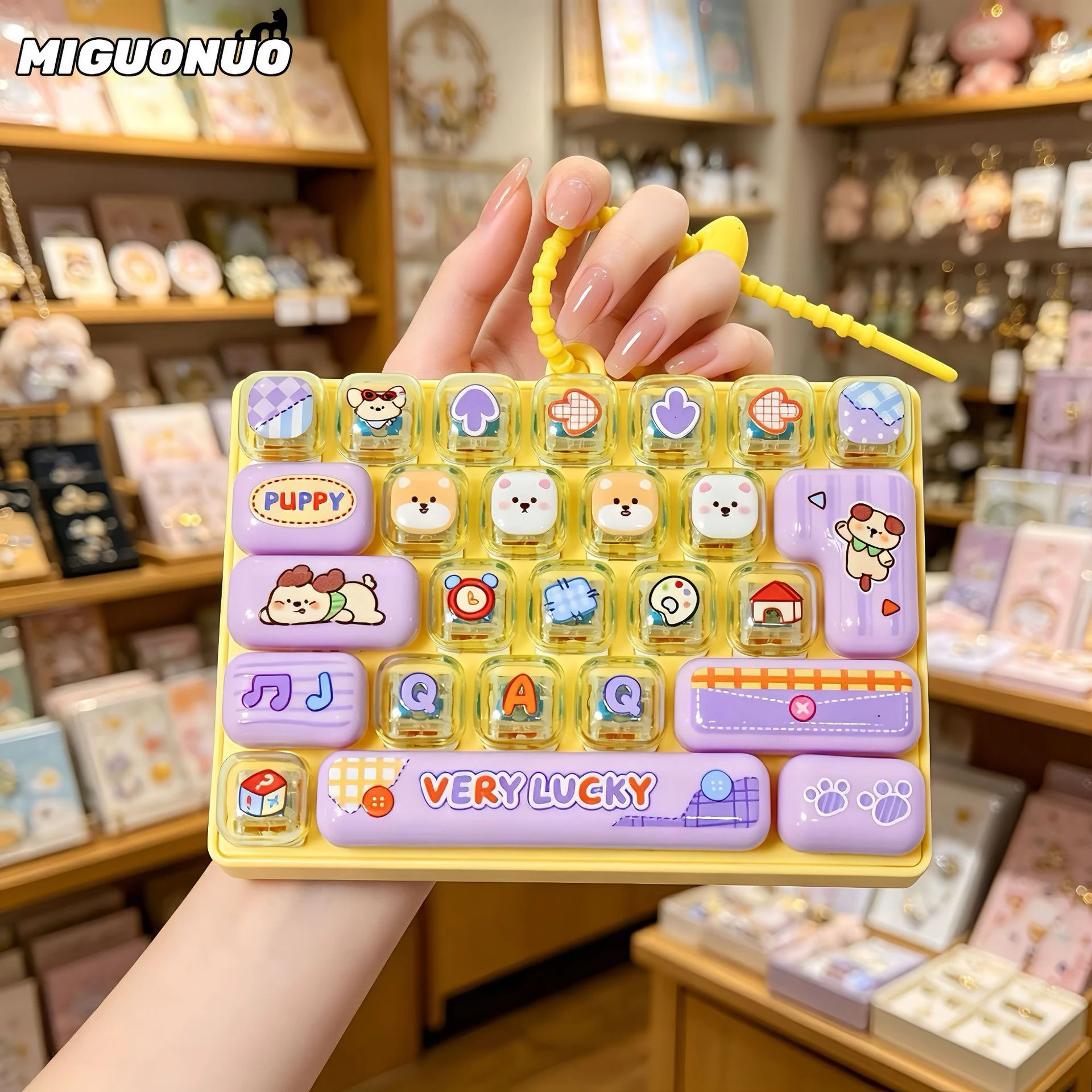 Candy Color Keycap Keychain 26 Letters Cute Cartoon Keyboard Clicker Fidget Toy Bag Pendant Stress Relief Keyring Gift