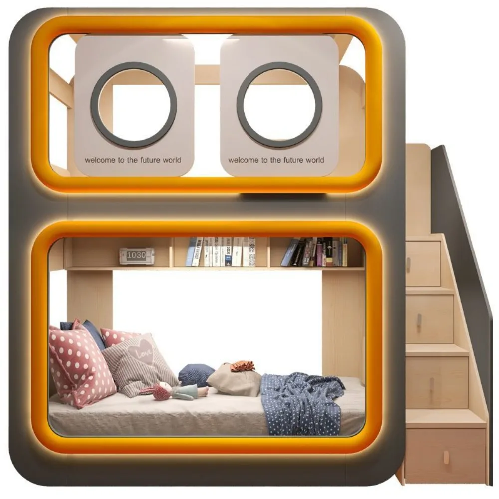 Factory Direct 2026 Castle Princess Bunk Bed Same Size Twin Over Twin Loft Bed Space Capsule Kids Bed Modern Children's Furnitur