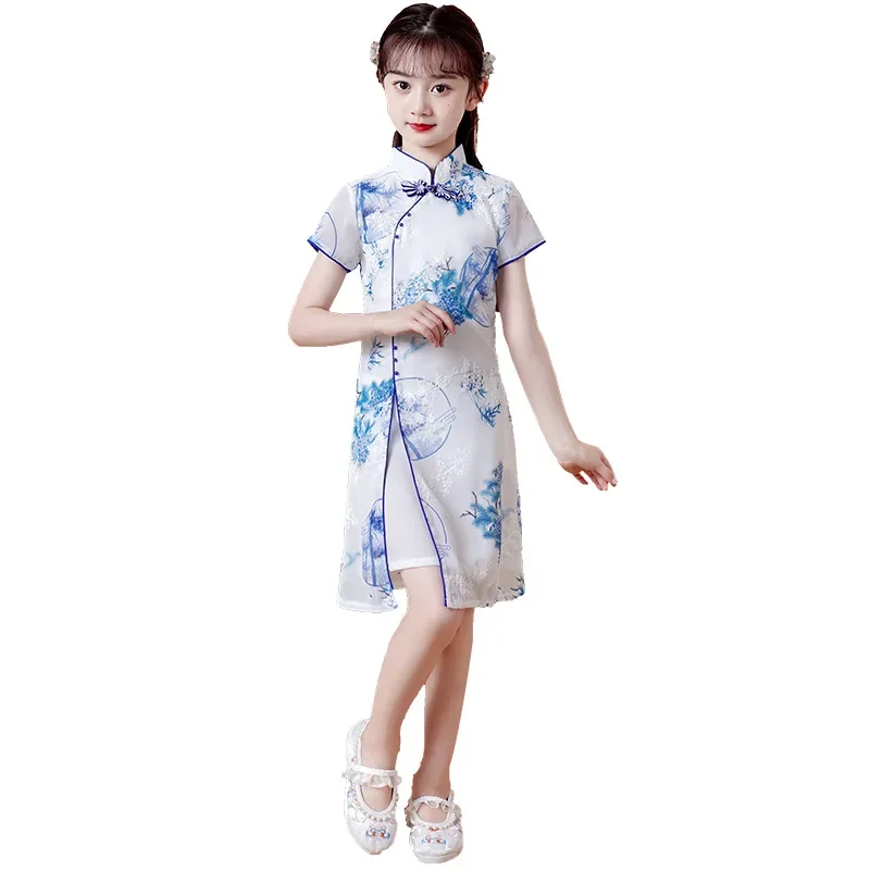 

Cute Girls Chinese Cheongsam Hanfu New Year Clothing Kids Tangsuit Children Party Outfits Qipao Wedding Dress Costume Gift