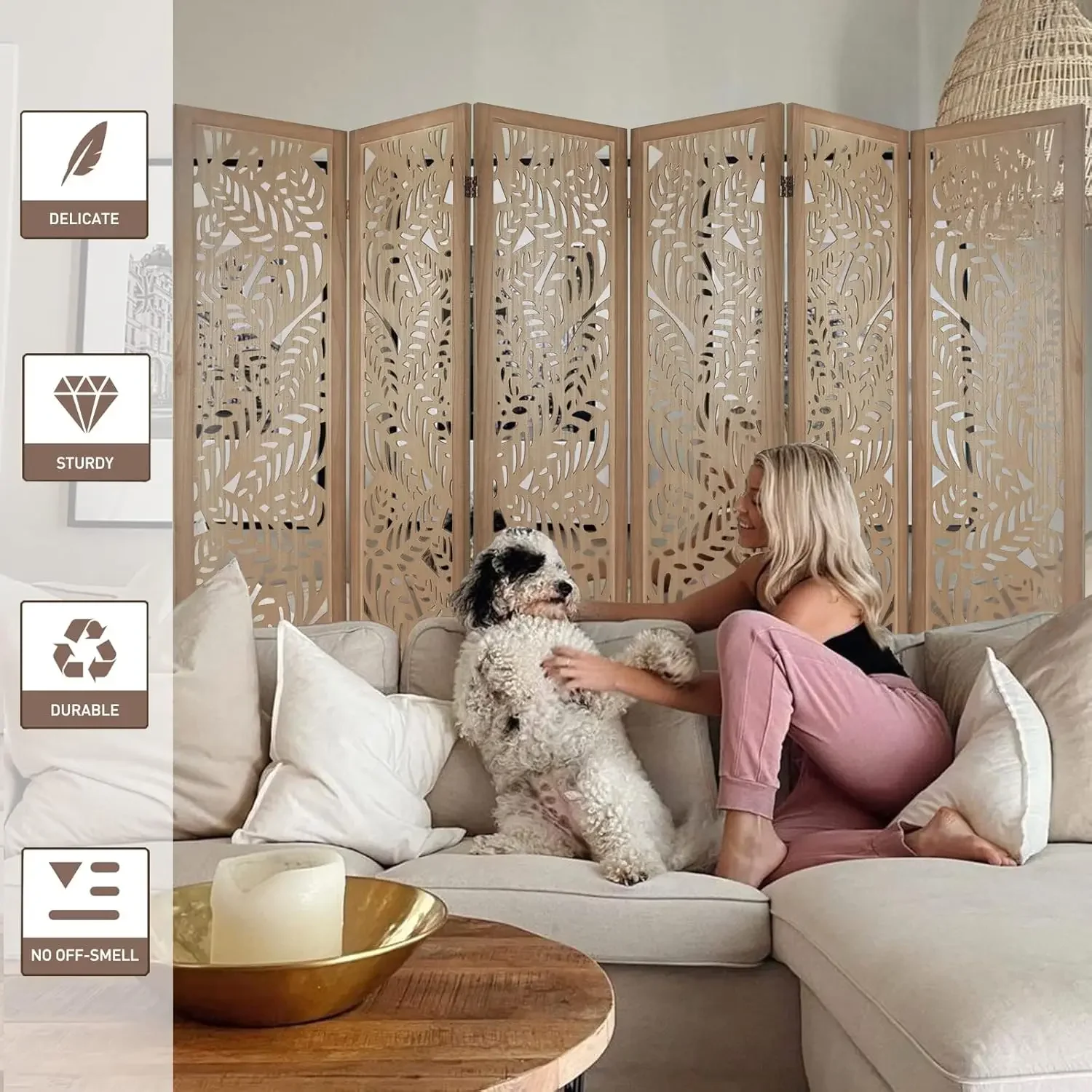 ตัวแบ่ง, ตัวแบ่งไม้ 6 แผง และหน้าจอความเป็นส่วนตัวแบบพับได้, ฉากกั้นห้องฉากกั้นแบบอิสระสําหรับ