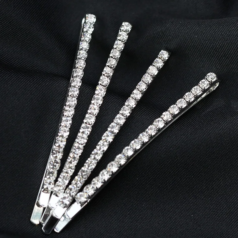 2pcs Shiny Rhinestone Hairpins for Women Fashion Simple Gold Silver Color Hair Clip Girl Hair Accessories Hairgrips Jewelry Gift