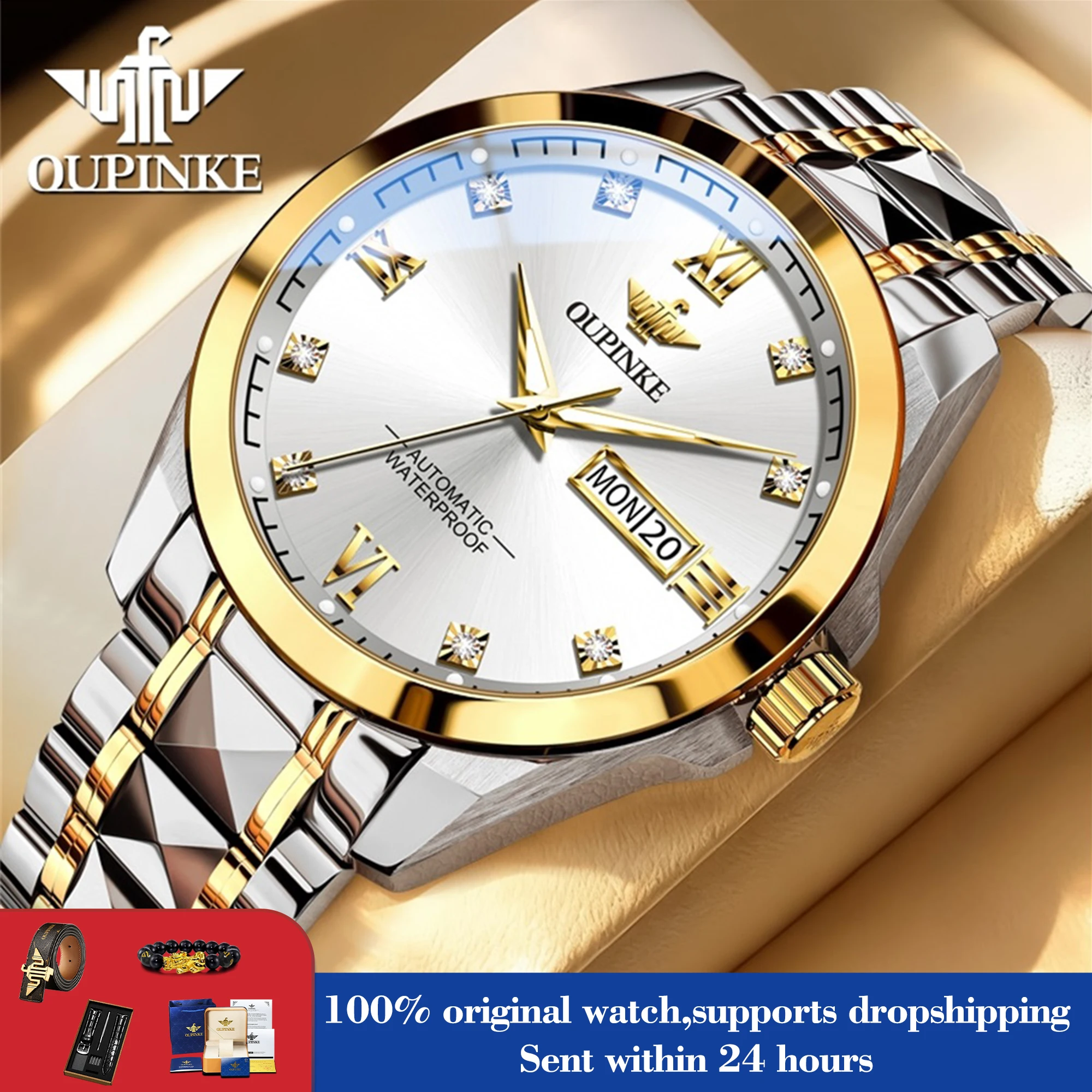 

OUPINKE Watches Man 3262 Japan Mechanical Movement Waterproof Watches For Man Top Brand Dual Calendar Luxury Gifts Box