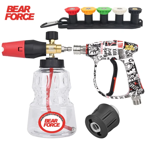 BEAR FORCE Lavadora a presión PISTOLA DE PULVERIZACIÓN corta pintada en color Juego de lanza de espuma para nieve, Compatible con Karcher Nilfisk Bosch Lavor Daewoo