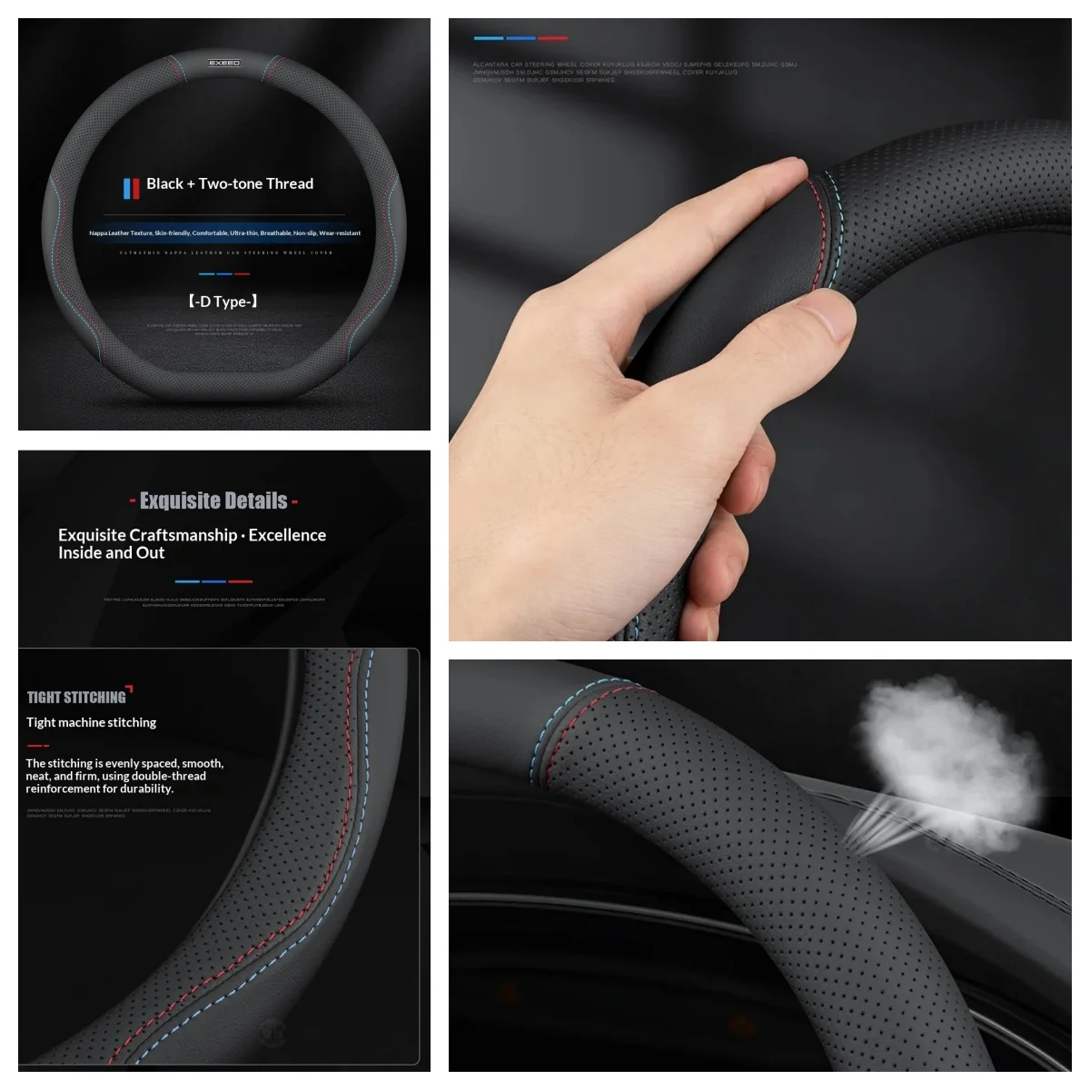 Auto Genuine Leather Non‑Slip Steering Wheel Protector for Chery Exeed TXL VX Tiggo 5X 7 Pro 8 Pro Car Interior Parts