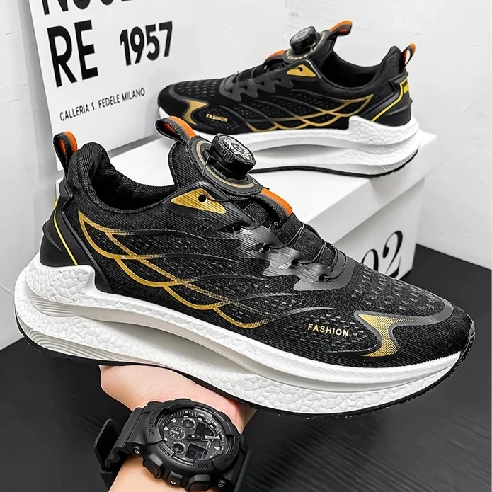 

High Quality Casual Platform Sneakers Men Fashion Mesh Breathable Running Shoes Twist Buckle Non-slip Outdoor Soft Sport Shoes
