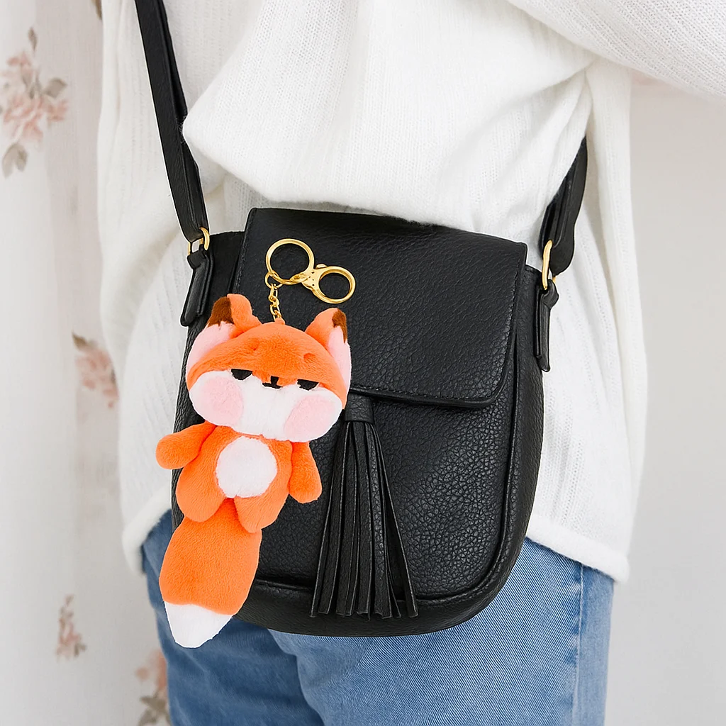 

Big Tail Cute Mouth Toot Key Chain Soft Stuffed Cartoon Big Tail Orange Car Keyring For Children Girl Backpack Hanging Charms