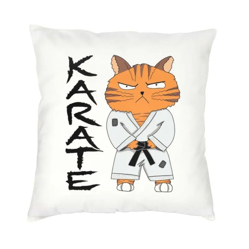 Karate Cat Cushion Cover Two Side 3D Print Karate Cartoon Cat Throw Pillow Case for Car Custom Pillowcase Decoration