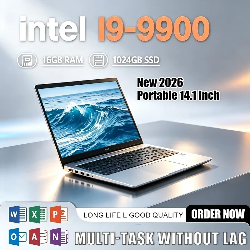 Protable 14.1 Inch Intel Core I9-9900 Powerful  Slim Laptop 16GB 32GB RAM 1TB 2TB SSD Daily Office Notebook FHD 1920*1080