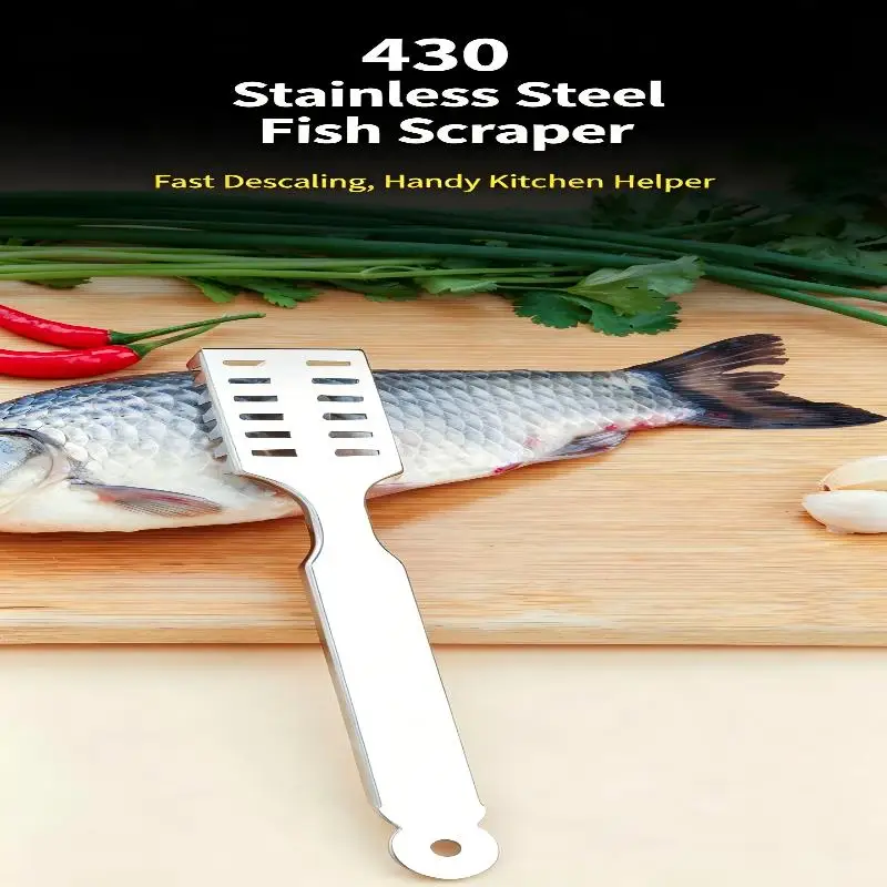 Stainless Steel Fish Scale Remover Ergonomic Serrated Sawtooth Fish Scaler No Mess Quick Fish Descaling Tool For Home Kitchen