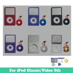 Front Housing Case Cover Clickwheel Center Button Transparent Blue White Purple Red Black for iPod Video 5th/5.5th Gen