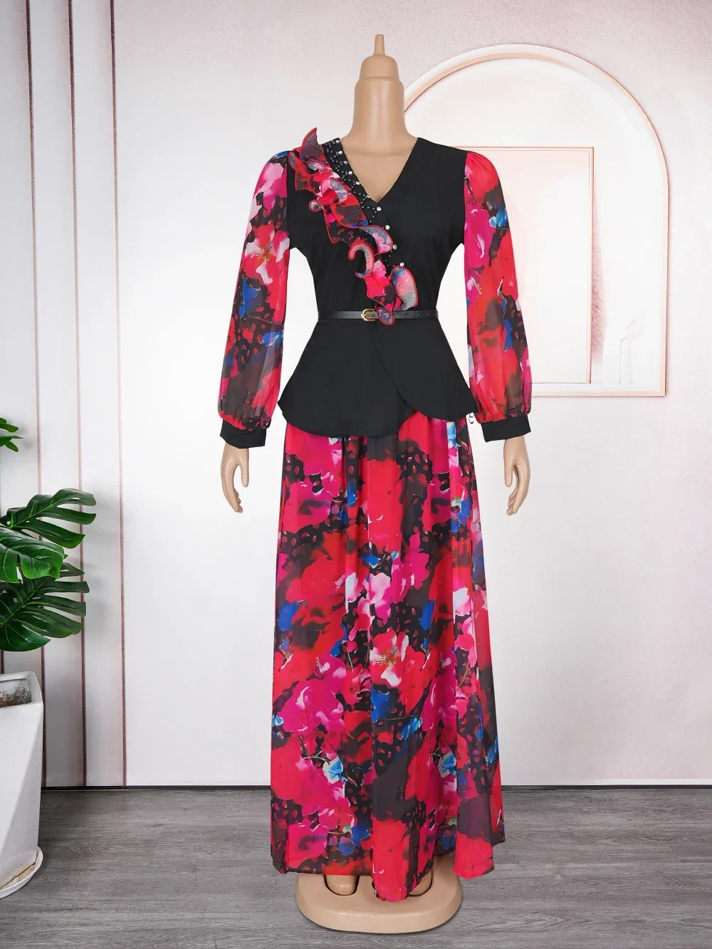 

African Clothes for Women 2 PCS Sets Tops And Skirts Suits Dashiki Ankara Turkey Outfits Gown Plus Size Wedding Party Dresses