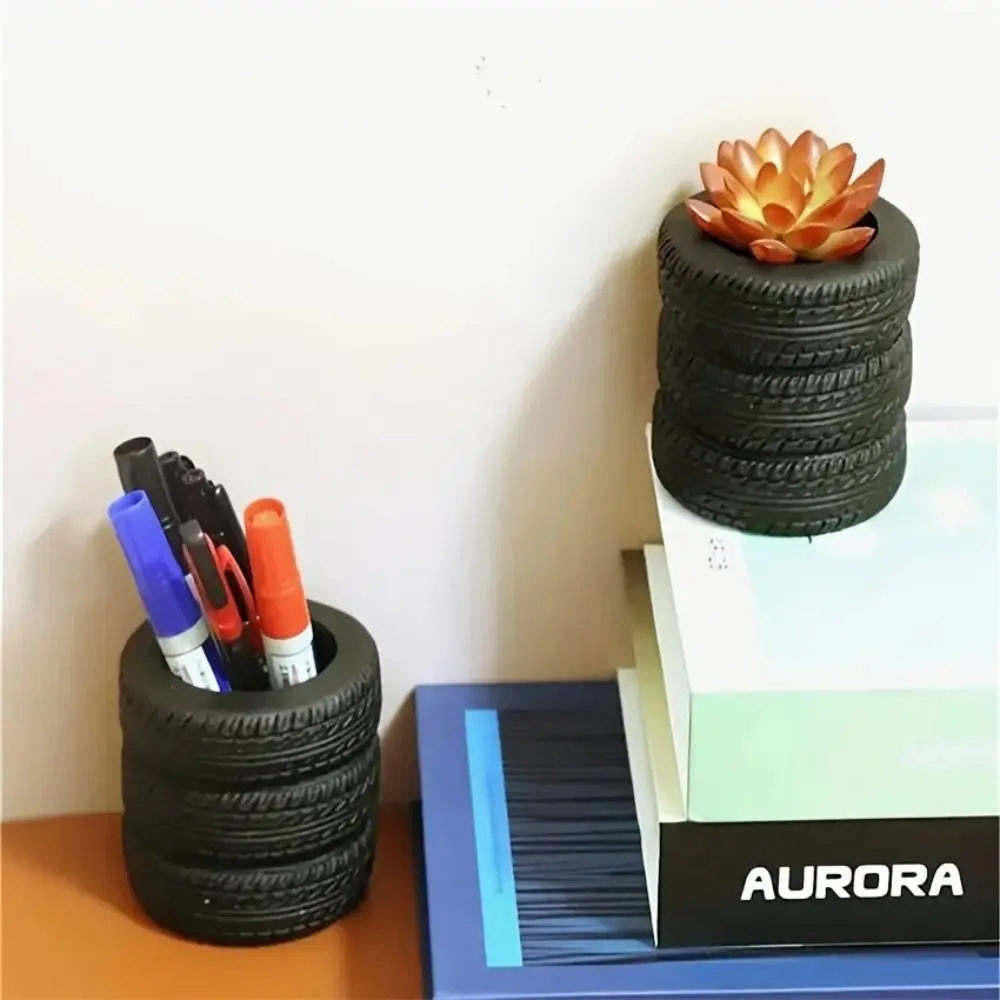 New Creative Tire Shaped Pen Holder Decorative Multifunction Desk Organizer Durable Pencil Storage Rack Stationery Accessories