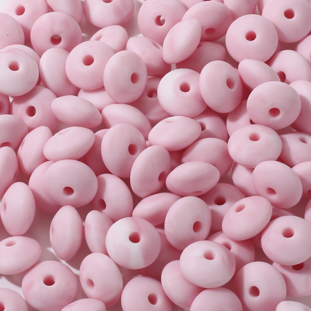 50Pcs Silicone Lentil Beads 12mm Food Grade DIY Charms Baby Chew Toy Nursing Accessory Teething Necklace BPA Free