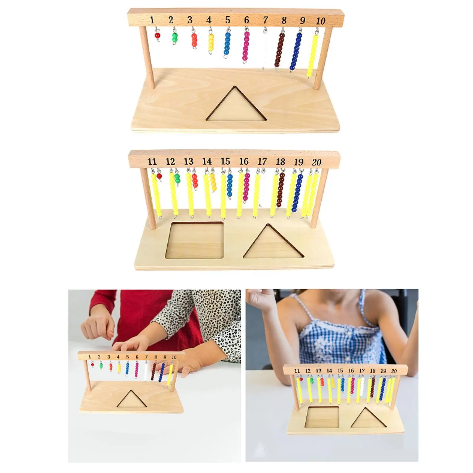 Montessori-hanger voor kleur kralentrap, voorschools leren, met kralen wiskundespeelgoed