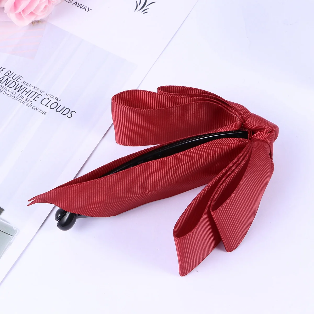 

1Pcs Bowknot Ribbon Hair Claw Clip Three Layers Design Non-Slip Hair Clamp for Shower Claw Clamp