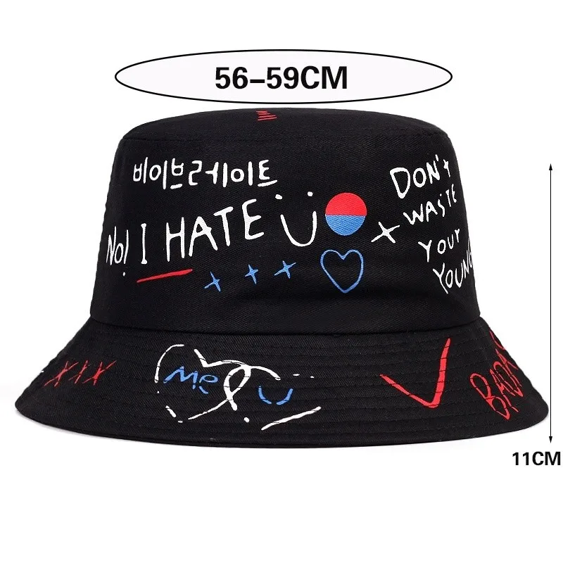 New summer unisex bucket hat foldable outdoor shade men women beach fisherman hats fashion hat graffiti printing hat