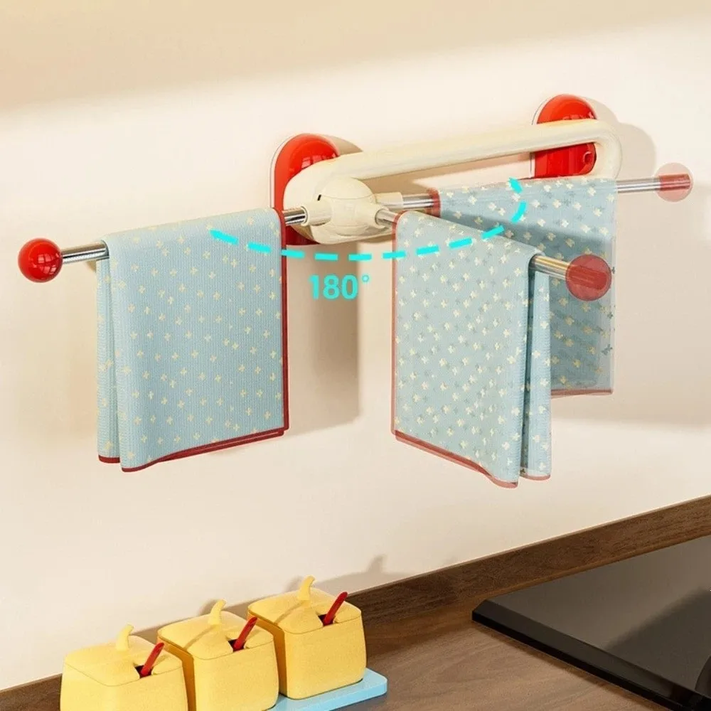 Adjustable Wall Rotating Sliding Hooks Waterproof Plastic Wall Towel Hooks Paste-on Non Perforated Kitchen Storage Hooks Kitchen
