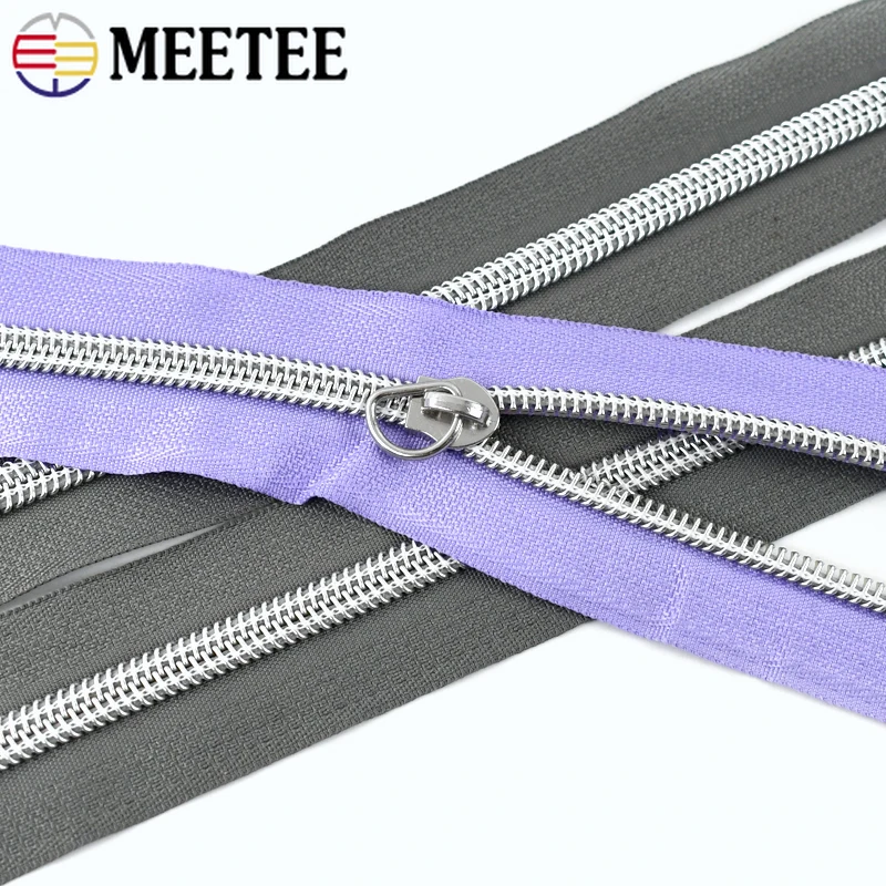 

2/5/8/10M Meetee 5# Colored Nylon Zipper Tape for Sewing Bag Clothes Plastic Coil Zips Roll By Meter Repair Kits DIY Accessories
