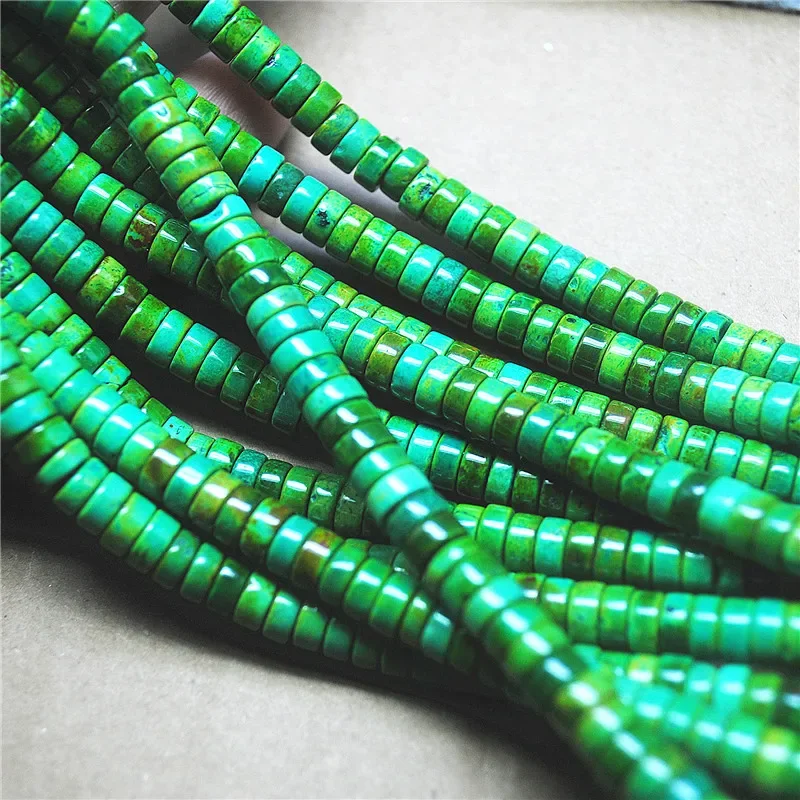 NATURAL TURQUOISE STONE DISC STRANDS 128PCS 6X3MM FASHION WOMEN BRACELETS MAKING PARTS