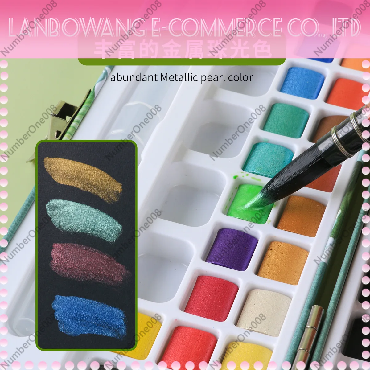 Pearlescent Solid Watercolor Paint Set 168 128 100 Color Art Painting Nail Art Cross border Art Supplies