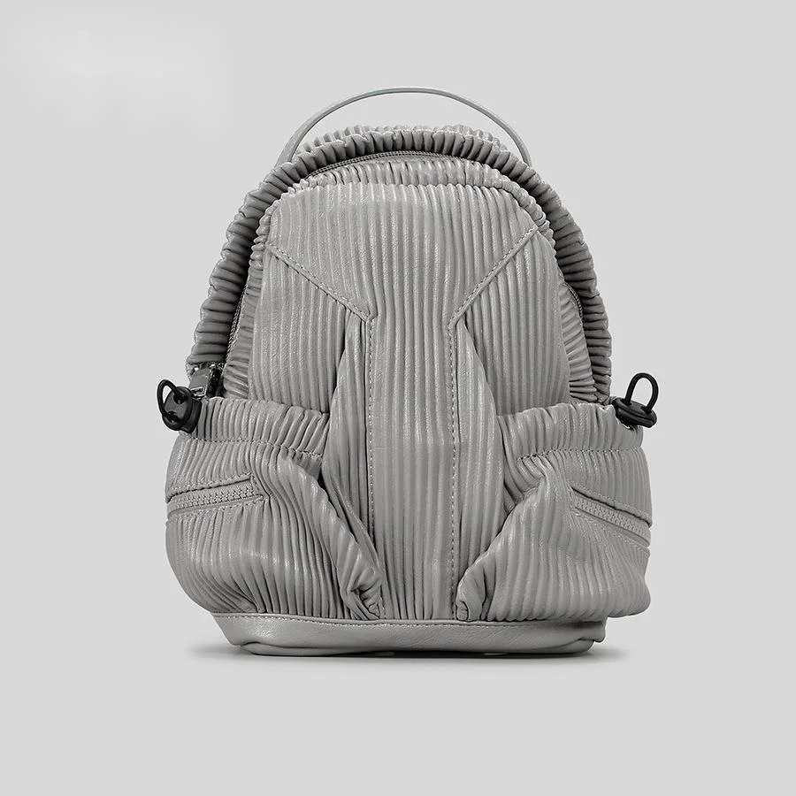 Backpack, Niche Design Soft Leather Pleated Exquisite Backpack, Casual Shopping Versatile Fashion Lightweight Women's Bag. Very Individual._voghion.com