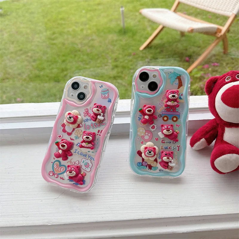 Pink Lotso doll Toy Story3 Strawberry Bear Anime Phone Case For iPhone 15 14 13 12 11 Pro Max 14 15 Plus Case Cute cartoon Cover