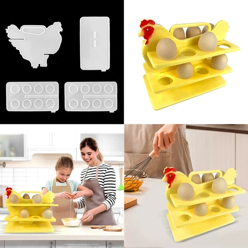 Egg Storage Rack Silicone Mold DIY 3 Layers Round Egg Tray Bracket Storage Box Decorative Silicone Mould For Resin