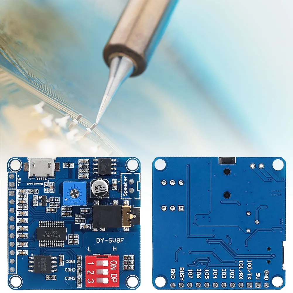 DY-SV8F وحدة تشغيل الصوت الصوتي UART I/O تشغيل الزناد 64 ميجابت لوحة تخزين فلاش 8 متر لبطاقة SD/TF #4