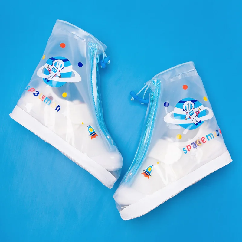 Boys Girls Shoes Covers For Rain Flats Ankle Boots Cover PVC Reusable Non-slip Cover For Shoes Children Waterproof Shoes