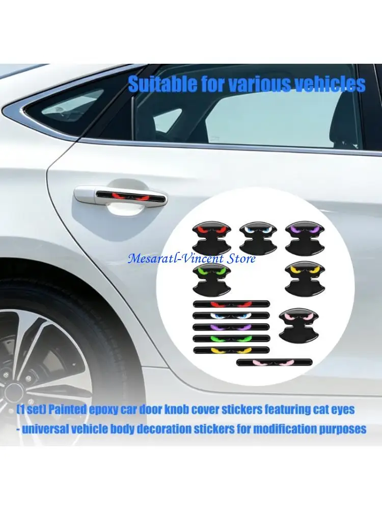 A70F Car Door Bowl Decal Set, Glossy Epoxy Handle Area Trim, 8 Piece Exterior Detail for Daily Driving Use