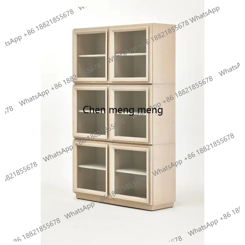 

Modern Japanese Design Solid Wood Furniture Farmhouse Country Style Glass Display Cabinet Home Decor Rustic Furniture