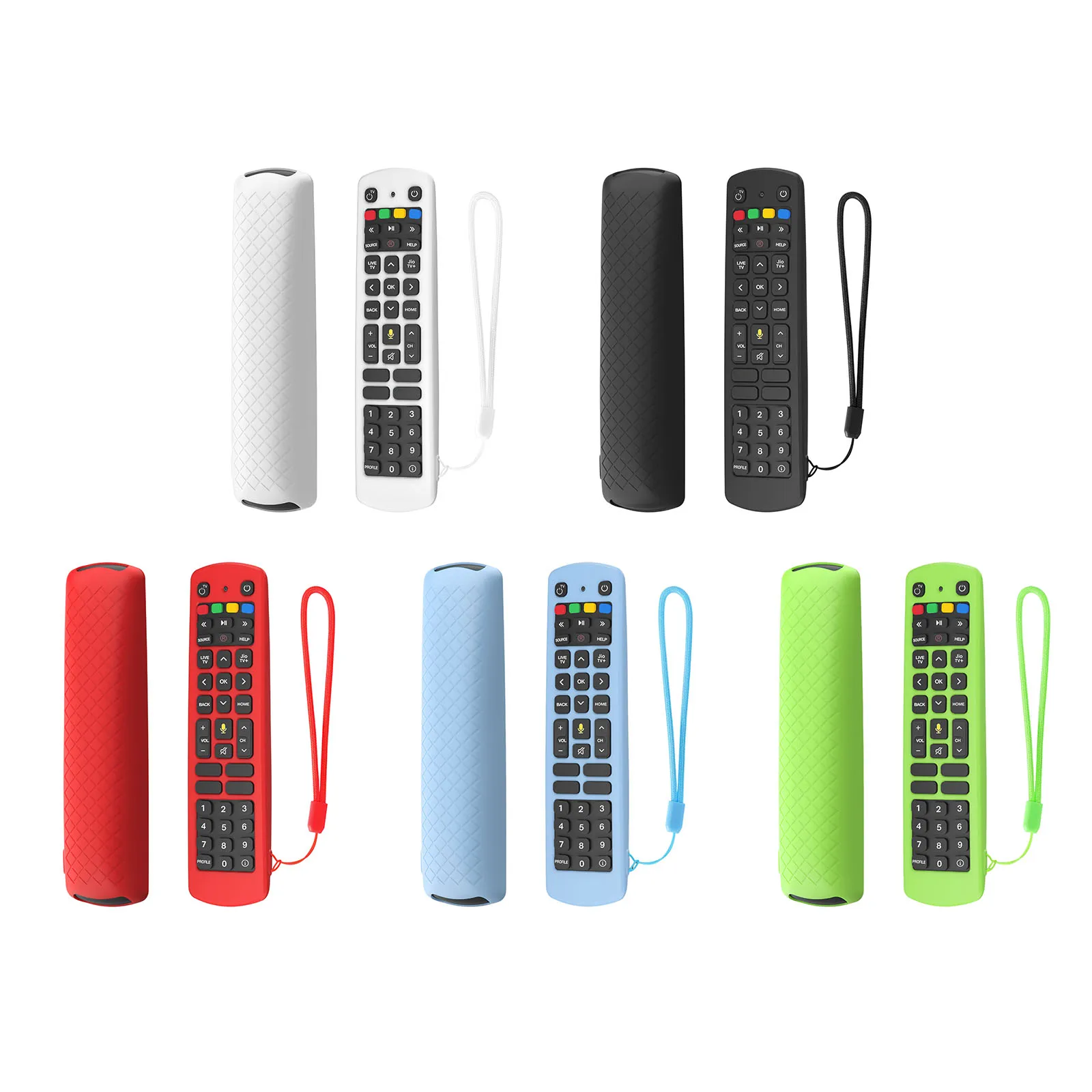For Jio TV Silicone Full-Coverage Case with Lanyard Protective Controller Sleeve Case Remote Shockproof Covers for Smart TV