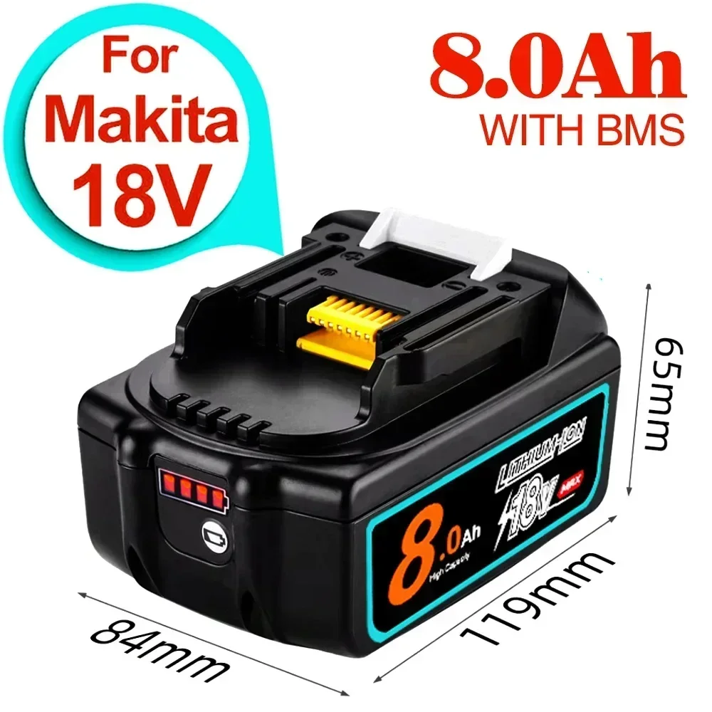 2024 Makita 18V Tool Rechargeable Battery BL1860 B 18V 8.0AH Backup Battery for Makita 18V BL1860 BL1840 BL1850 with DC18RF Char