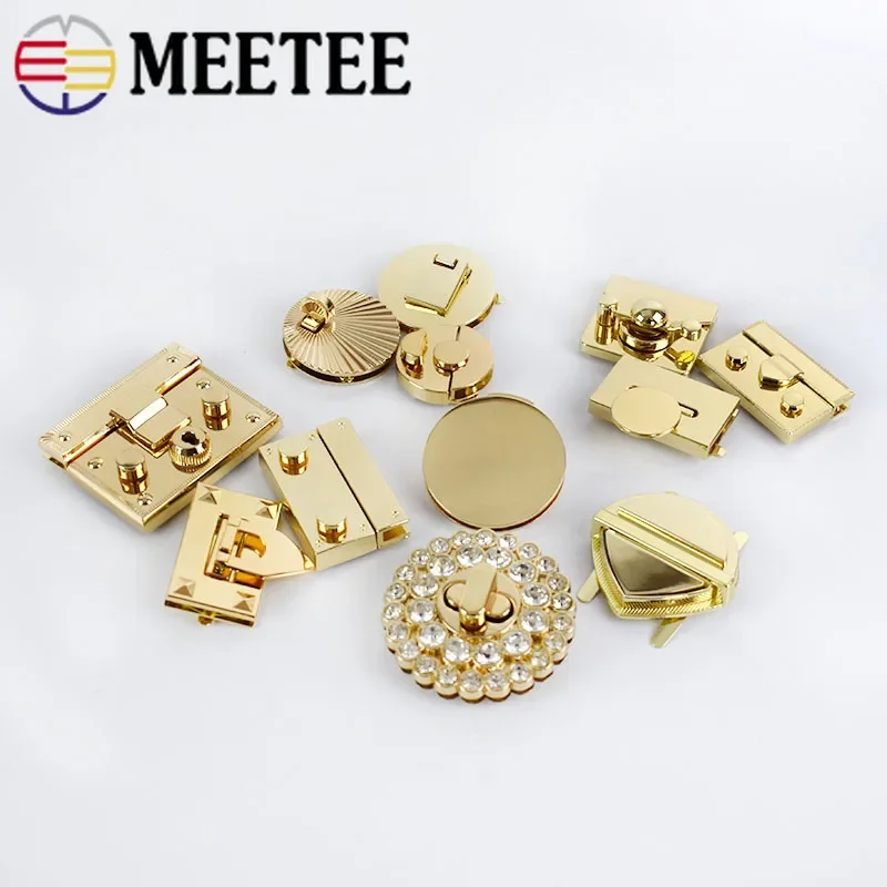 Meetee 2pcs Metal Clasp Turn Twist Lock Spring Buckle for DIY Handbag Bag Purse Hardware Closure Bags Parts Leather Accessories