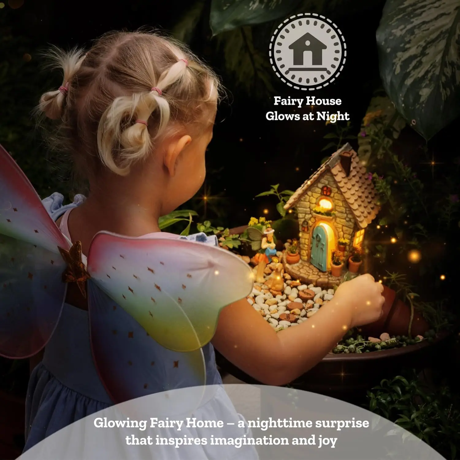 Set casetta delle fate da 11 pezzi con luce solare, figurine e accessori - Regalo per decorazioni per esterni