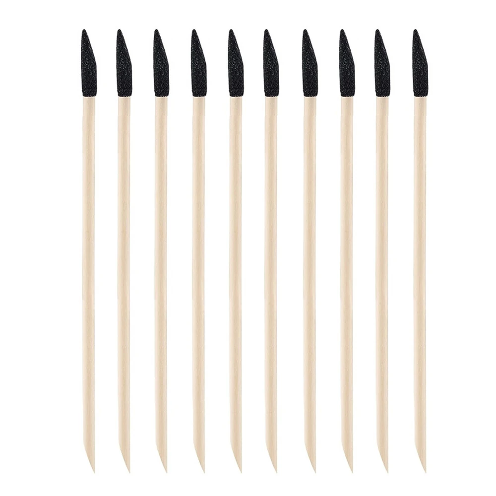 20/50/100pcs Double-ended Black Sand Wood Stick Multifunction Manicure Removing Fake Nails Rhinestones Dotting Cuticle Pusher
