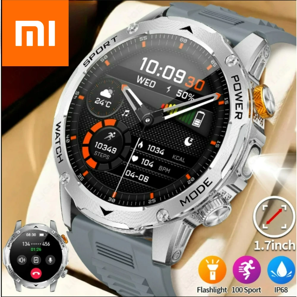 

Xiaomi 2025 Новинка для 1000 мАч AMOLED Смарт-часы Мужчины Спорт Фитнес Светодиодный фонарик 3ATM Водонепроницаемые BT Call Smartwatch