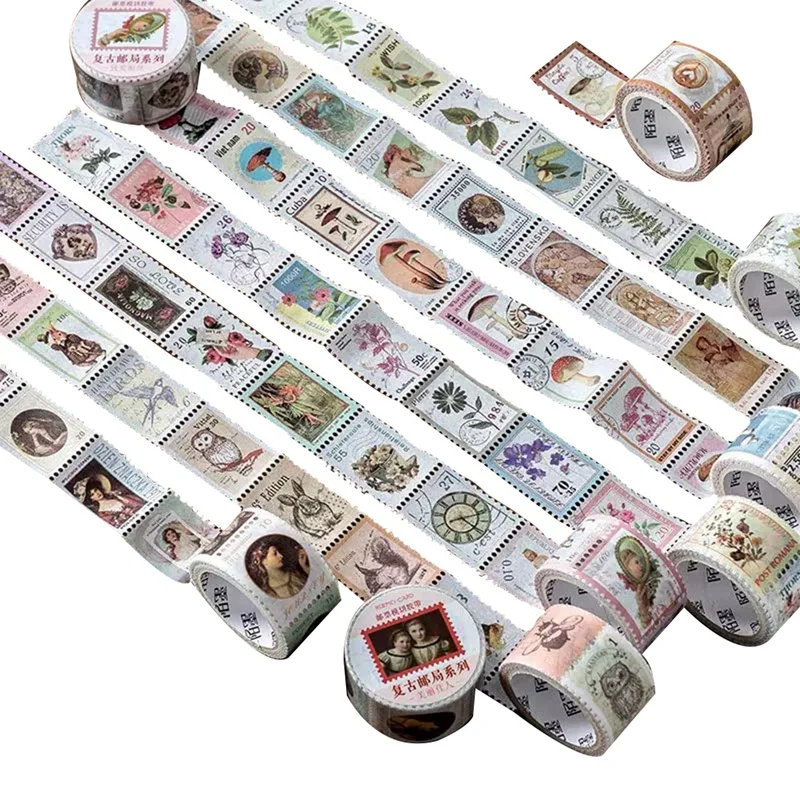 8 Rolls Vintage Stamp Washi Tape Set For Diary Photo Album Notebook Scrapbooking Planner Stationery Sticker