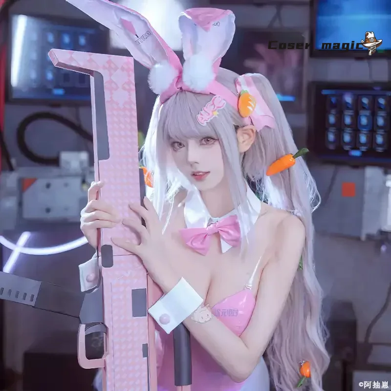 NIKKE: Kostum Dewi Kemenangan Cosplay Pink Girl Bodysuit Alice Cosplay Jumpsuit Seksi Wig Hallow Girls Wanita