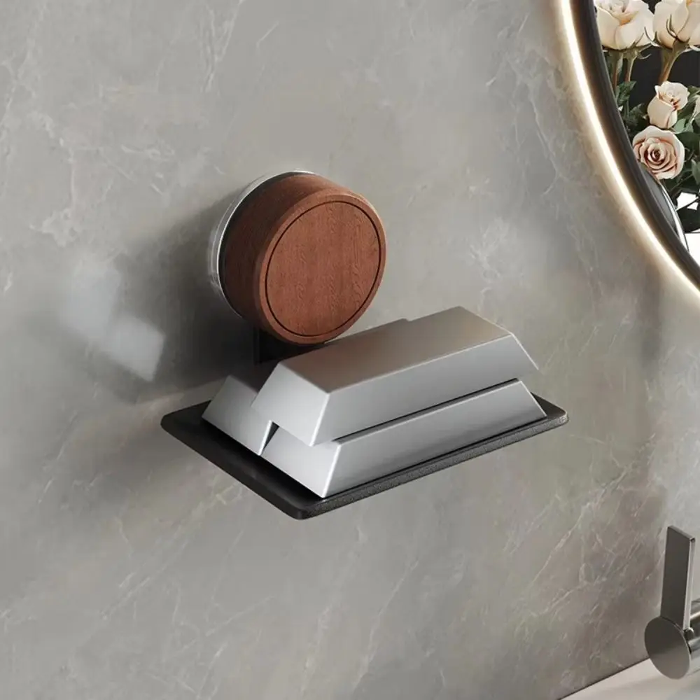 

High-end Wall Mounted Soap Box Self-draining Suction Cup Soap Holder Plastic Base Carbon Steel Drying Rack Home Use