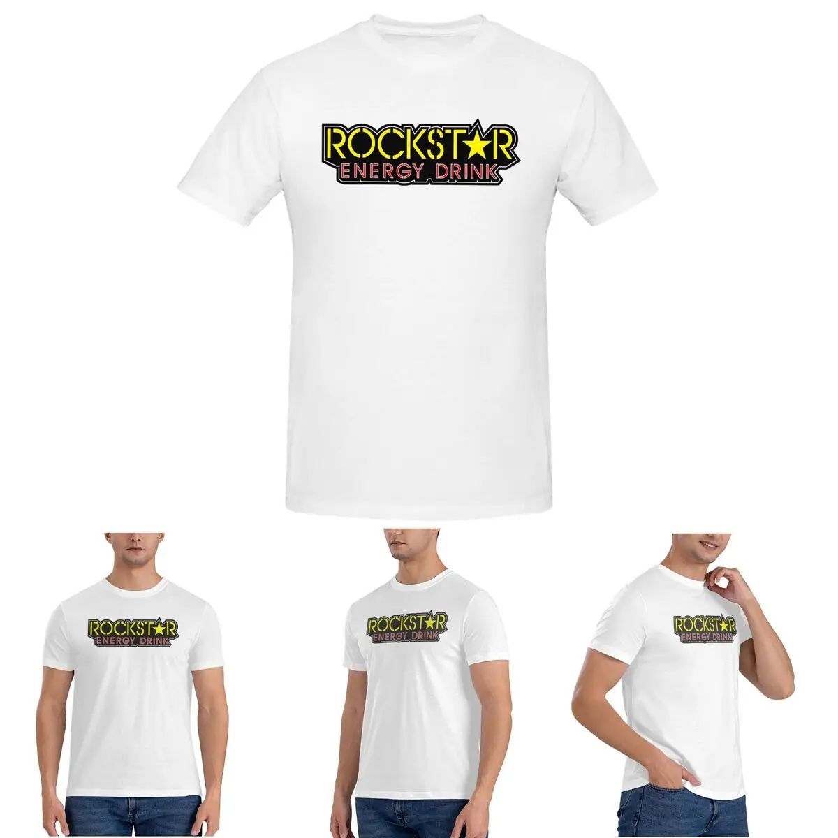 

Rockstar Energy Drink T-Shirt for Men Cotton Oversized T Shirts Men's Short Sleeve Round Neck Summer Clothes Tops S-6XL