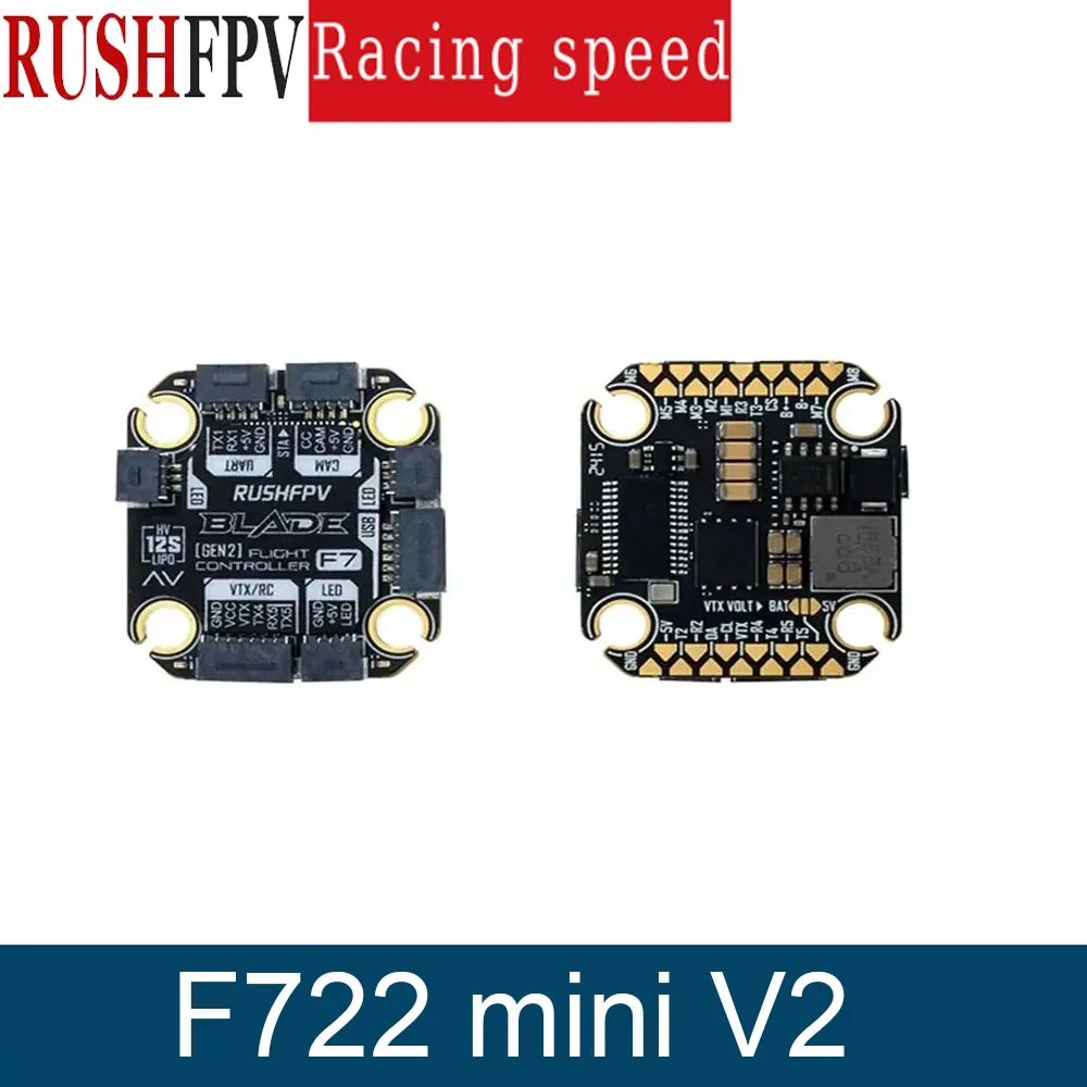 

RUSHFPV BLADE V2 F722 Мини-контроллер полета 3-6S BLHeli_32 4-в-1 Бесщеточный ESC RC FPV Дрон Аналоговый цифровой 50А 60А