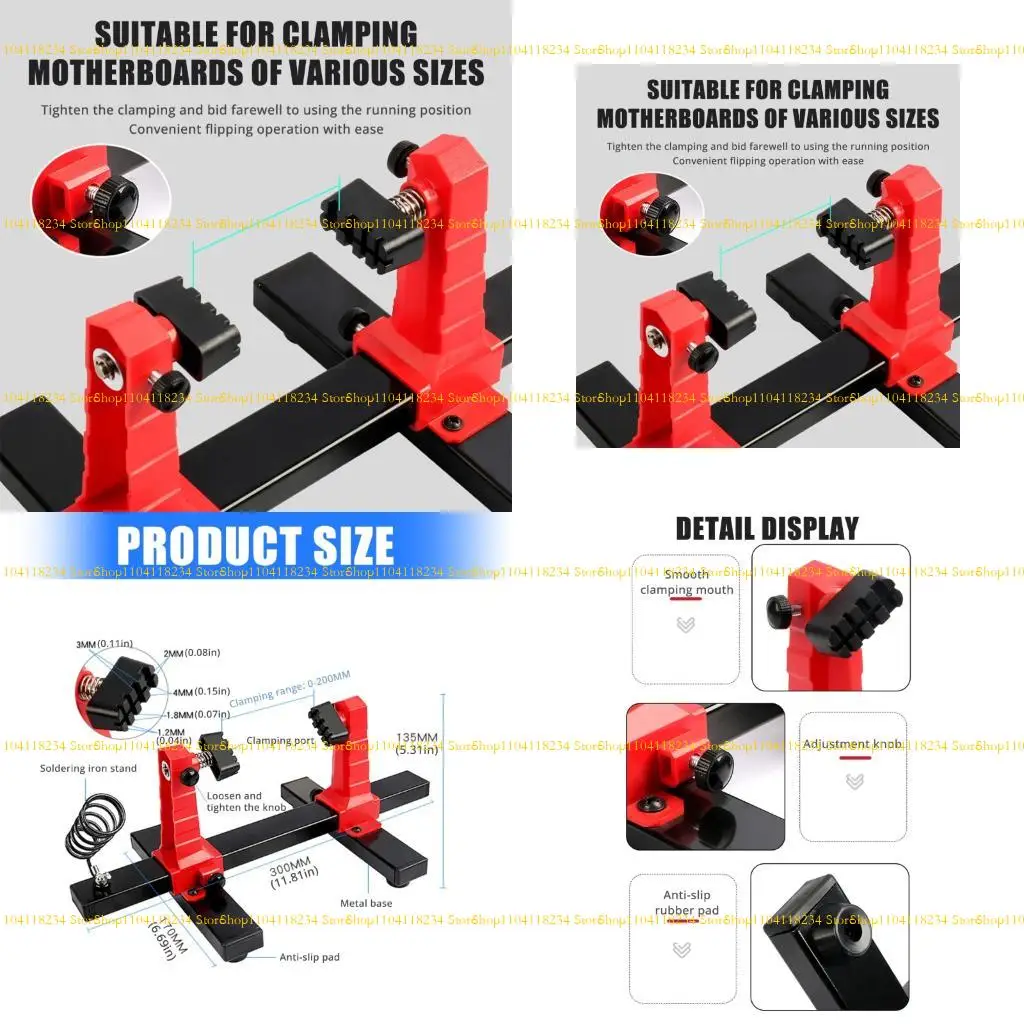 

P9FB 0-200mm Adjustable PCB Holder 360 Rotation Printed Circuit Board Jig Soldering Stand