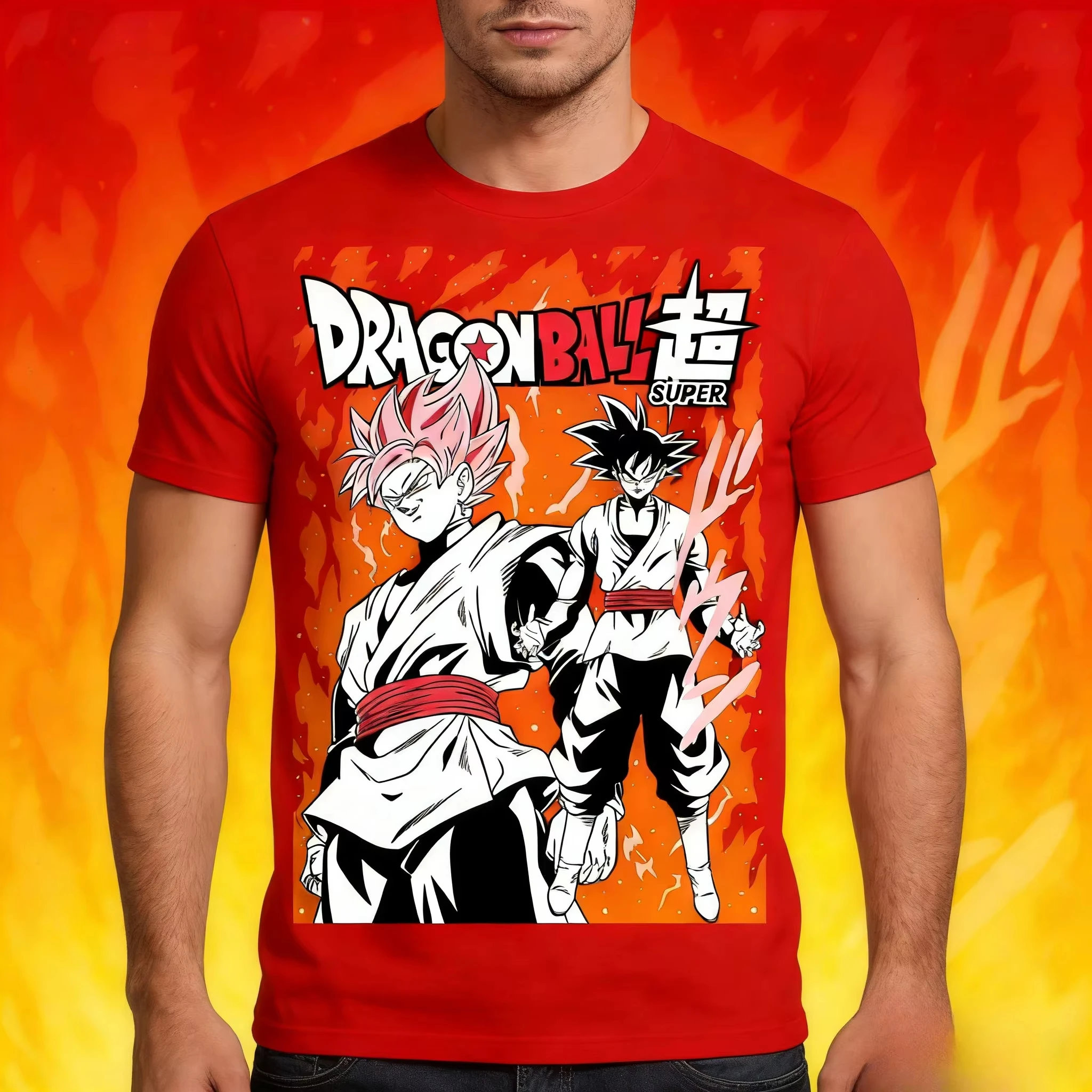 Camiseta Retro de Anime Dragon Ball Verano 2026 para Hombre, Informal, Holgada, Deportiva, para Uso Diario, con Personajes de Super Saiyan Rose Goku