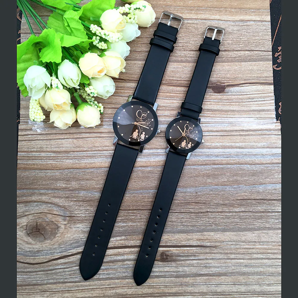 Couple Watch Student Stylish Spire Glass Belt Quartz Watch Alloy Case Special Dial Design Great Gift Suitable for All Occasions