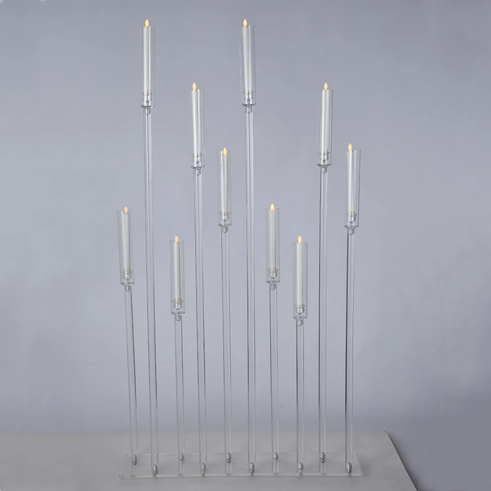 

Acrylic Candlesticks 10 Heads All Clear Candle Holders Wedding Candelabra Table Centerpieces Holder Candelabrum For Party Home