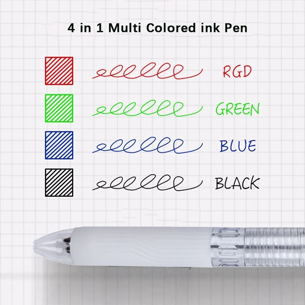 3/6/12/24Pcs Transparent 4-in1 Multi-color Ballpoint Pens,Smooth Writing, For Office Writing Stationery Back to School Supplies