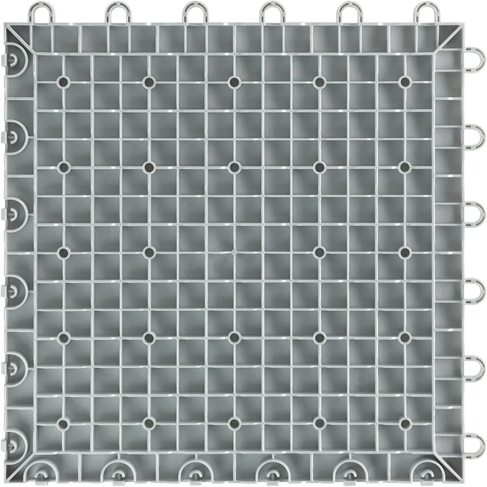 بلاط أرضية جراج متشابك بنمط الماس الفضي مقاس 12 بوصة، مجموعة من 50 قطعة، متينة وسهلة التركيب
